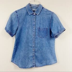 Marsh Landing Petites Chambray Top Sz PM